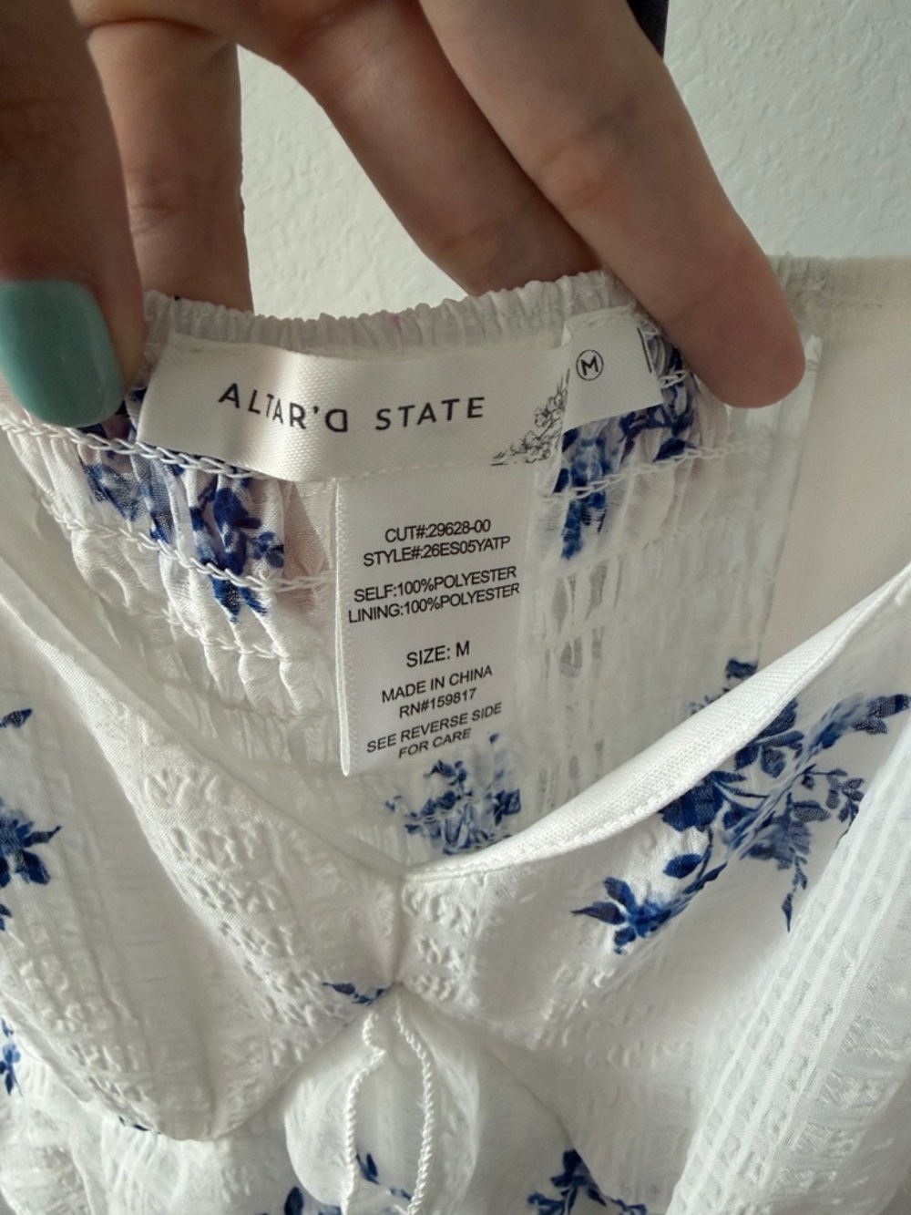 Altar'd State White Mini Dress with Blue Floral Accents - Picture 2 of 5